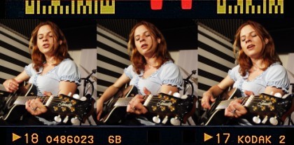 Stefanie during a recording session